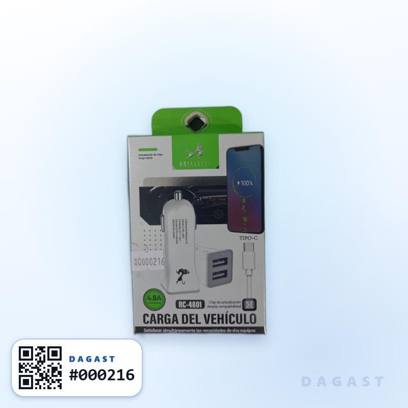 Accesorio CARGADOR DE AUTO ROYALCELL 4,8A RC 4801