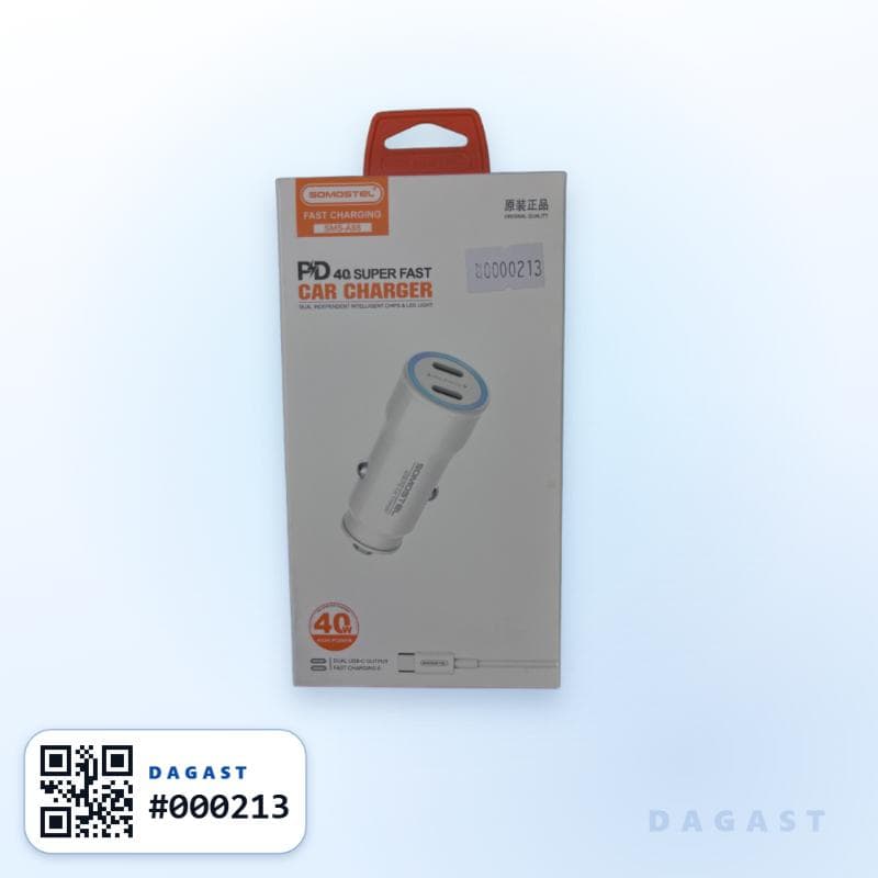 Accesorio CARGADOR DE AUTO SOMOSTEL 40W A88 DOBLE PUERTO C