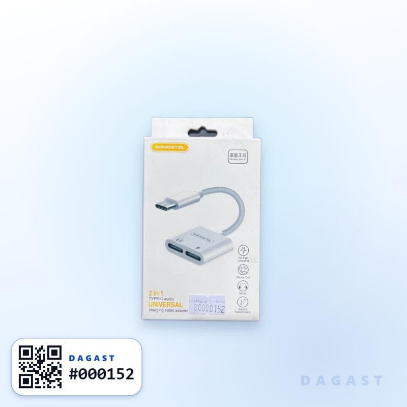 Accesorio ADAPTADOR SOMOSTEL 2 EN 1 TIPO C CARGA Y AUDIO