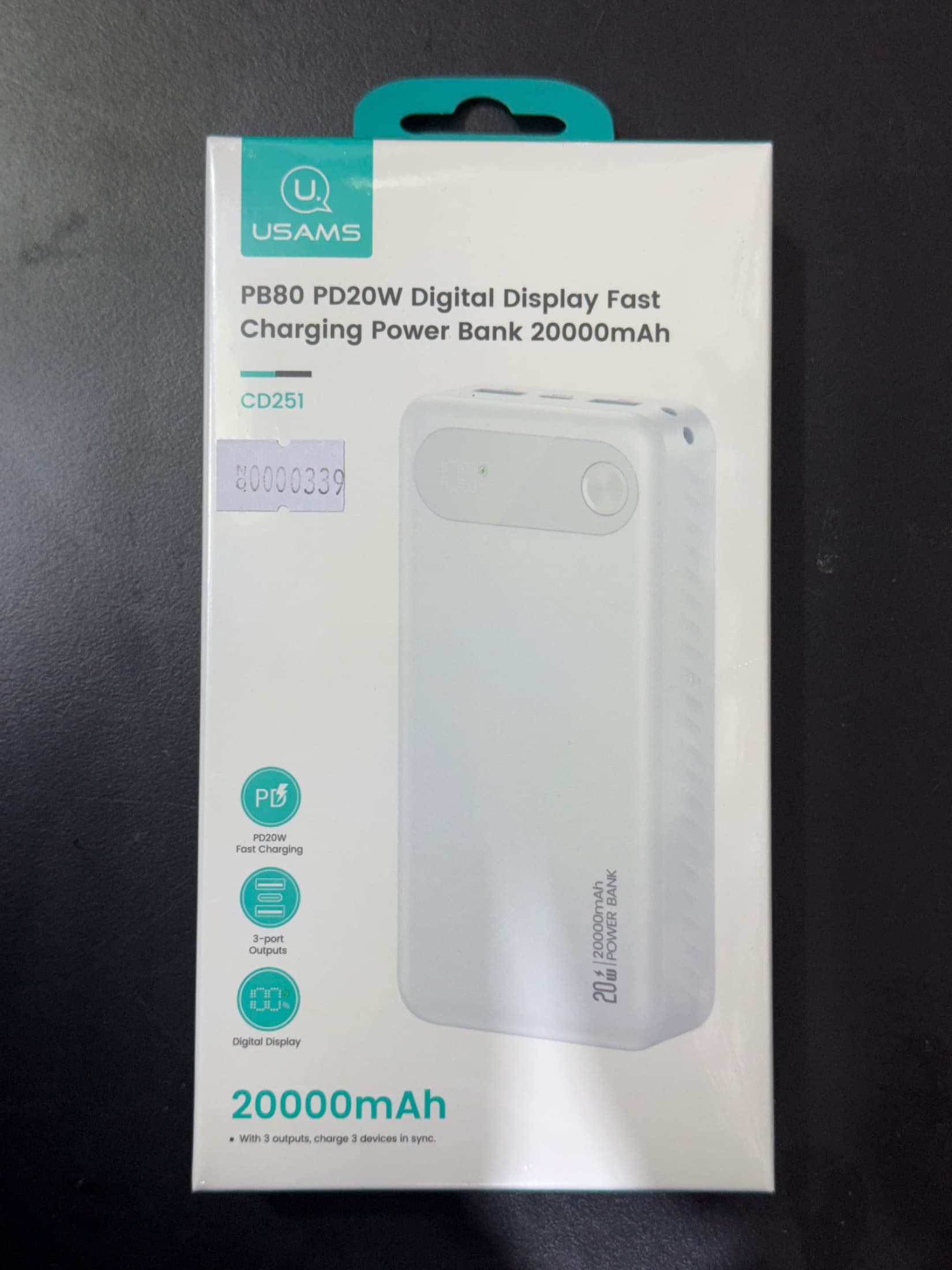 Accesorio CARGADOR PORTATIL USAMS 20000MAH PD20W CD251