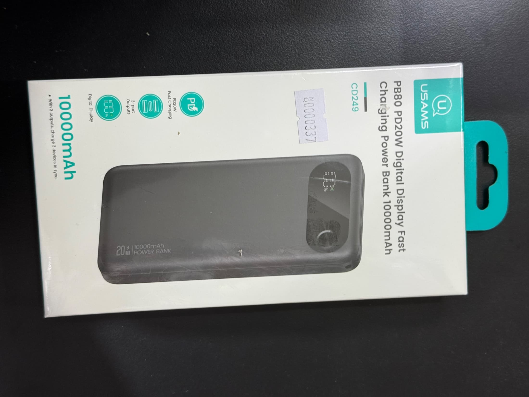 Accesorio CARGADOR PORTATIL USAMS 10000MAH PD20W CD249